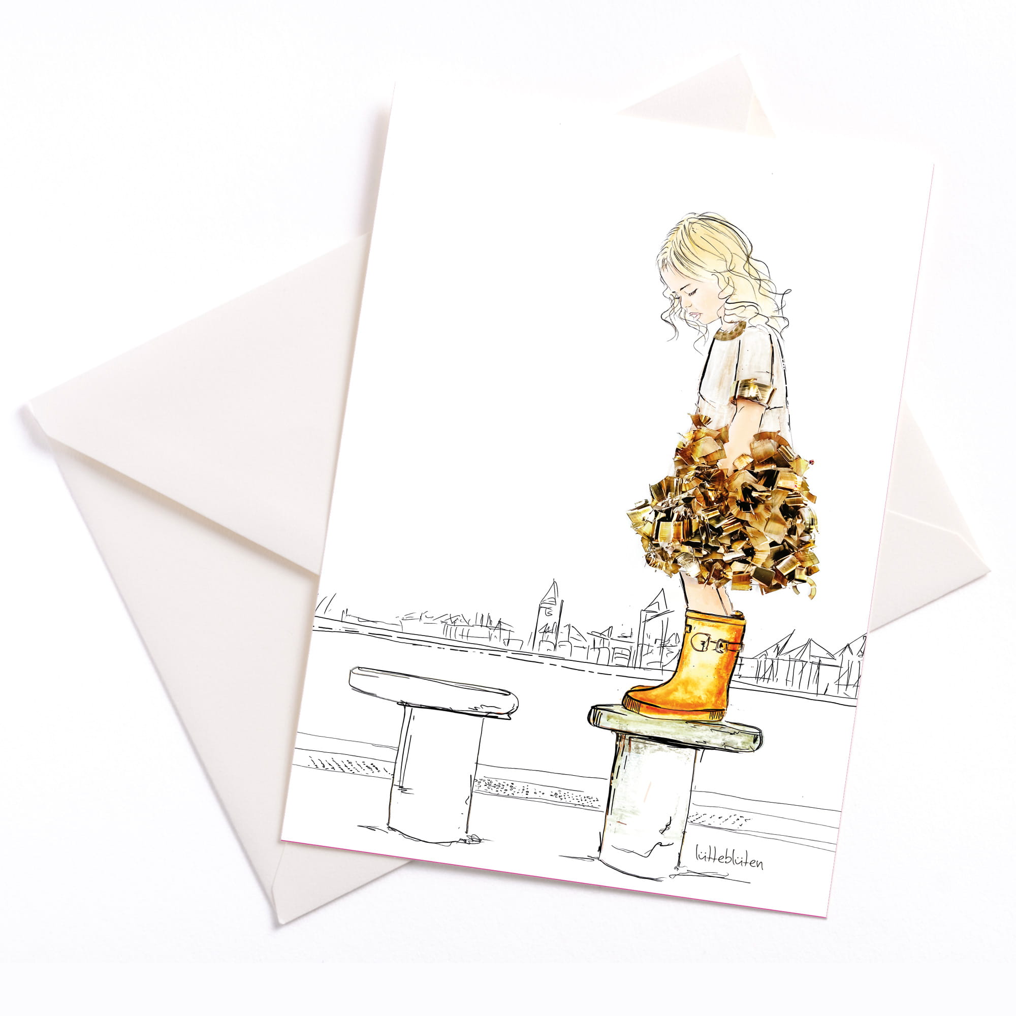 Lütteblüten Gold Metall Papeterie Gabriele Ampt