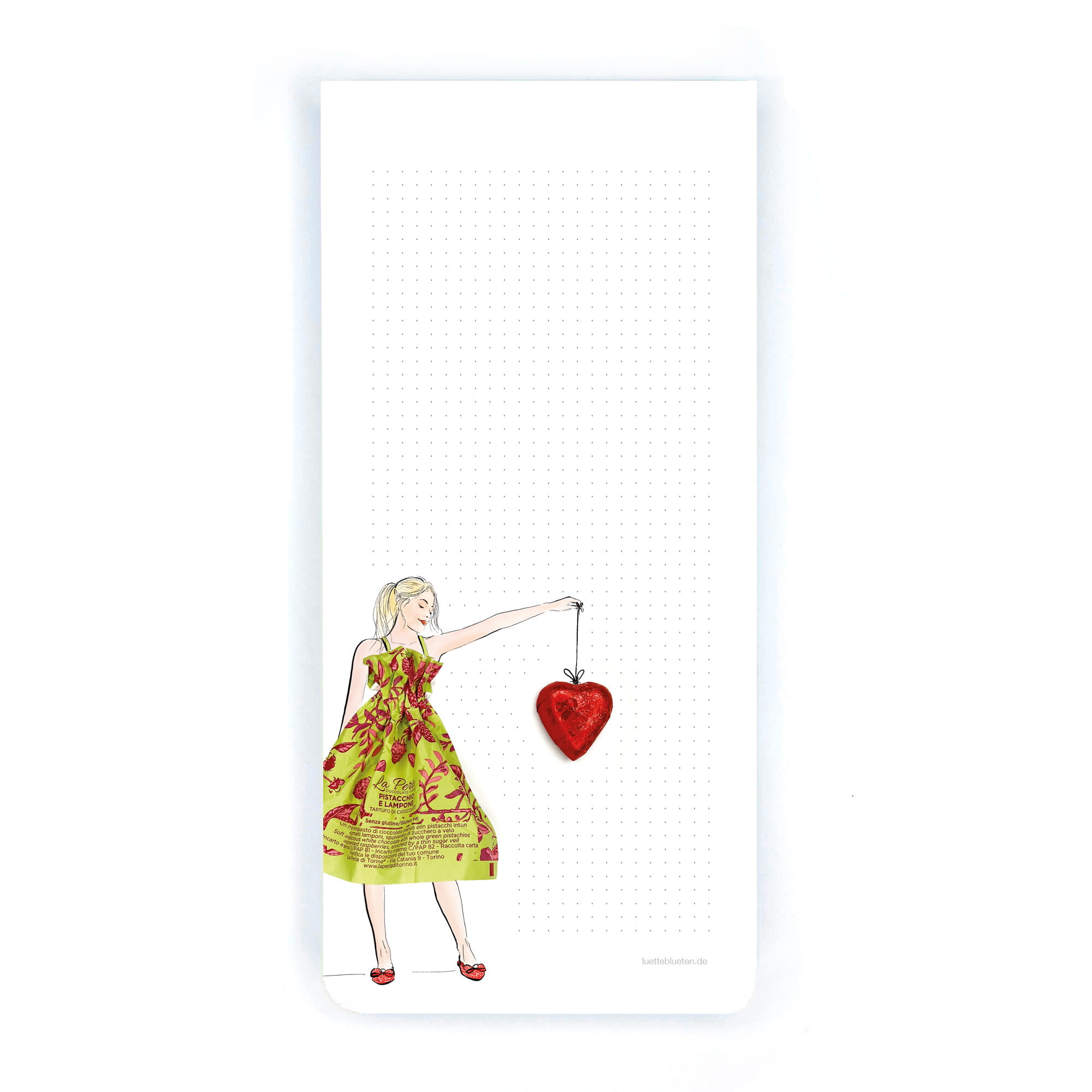 Lütteblüten Notizblock Schokoladenherz