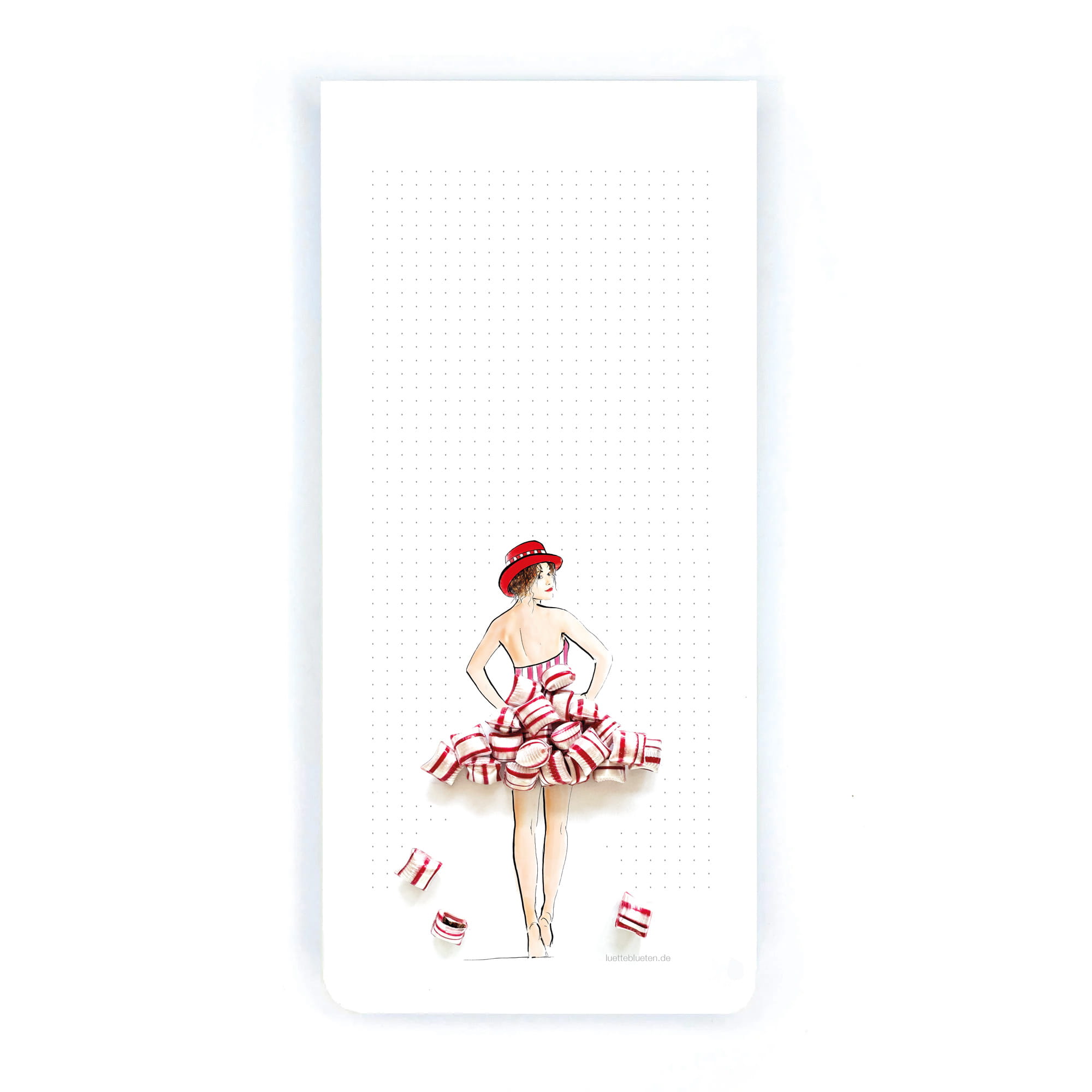 Notizblock Pfefferminzkleid DIN lang – handgezeichnete Illustration von Lütteblüten