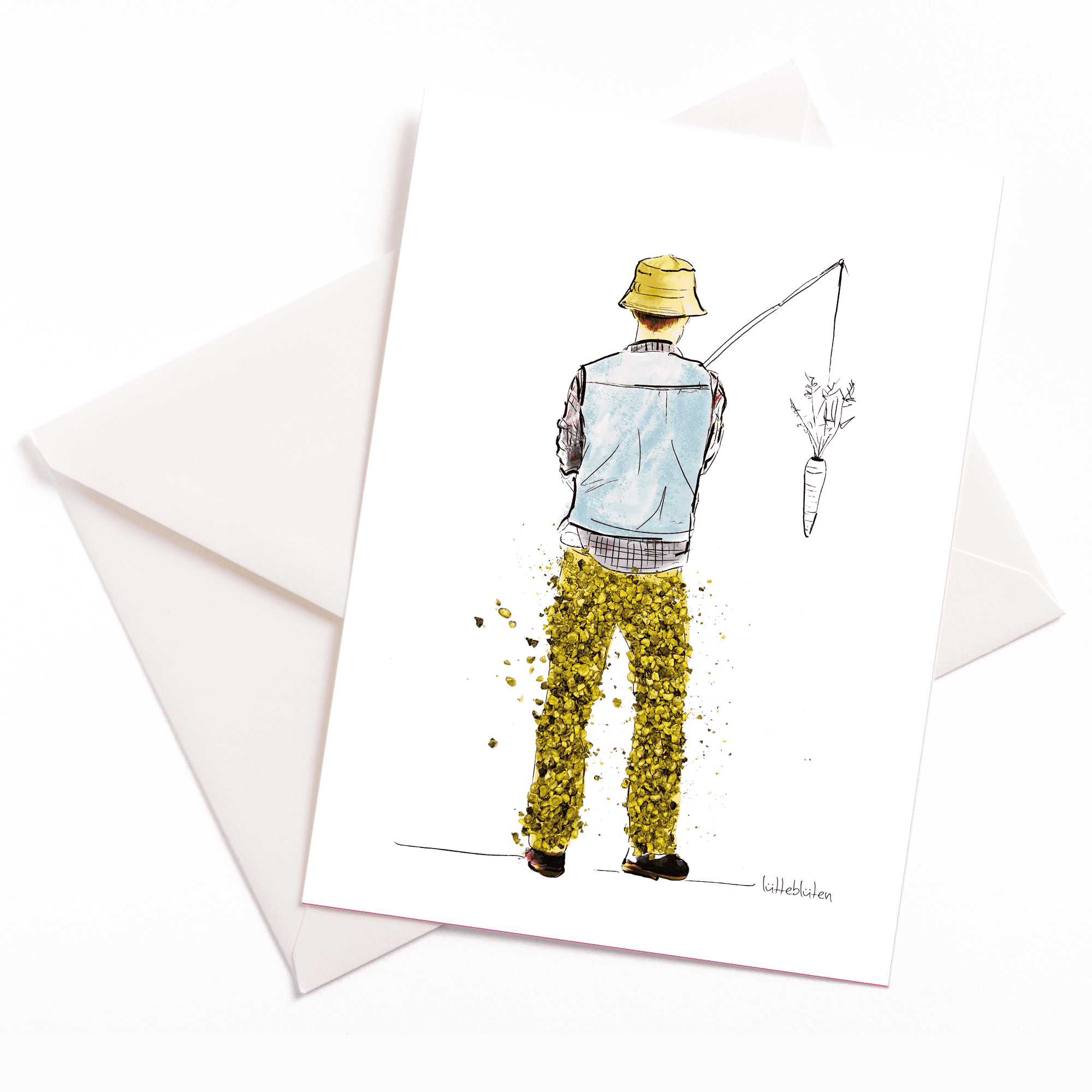 Lütteblüten Osterkarte hasen angeln Gabriele Ampt