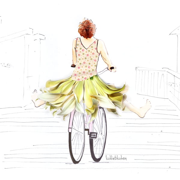 Lütteblüten der Sonne entgegen Fahrrad fahren