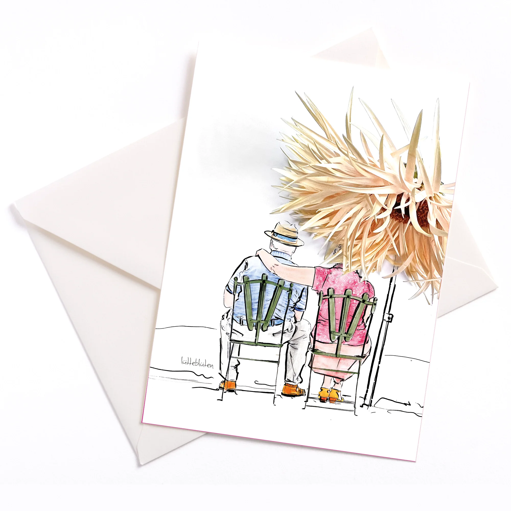 Lütteblüten Gabriele Ampt Oma und Opa am strand Papeterie