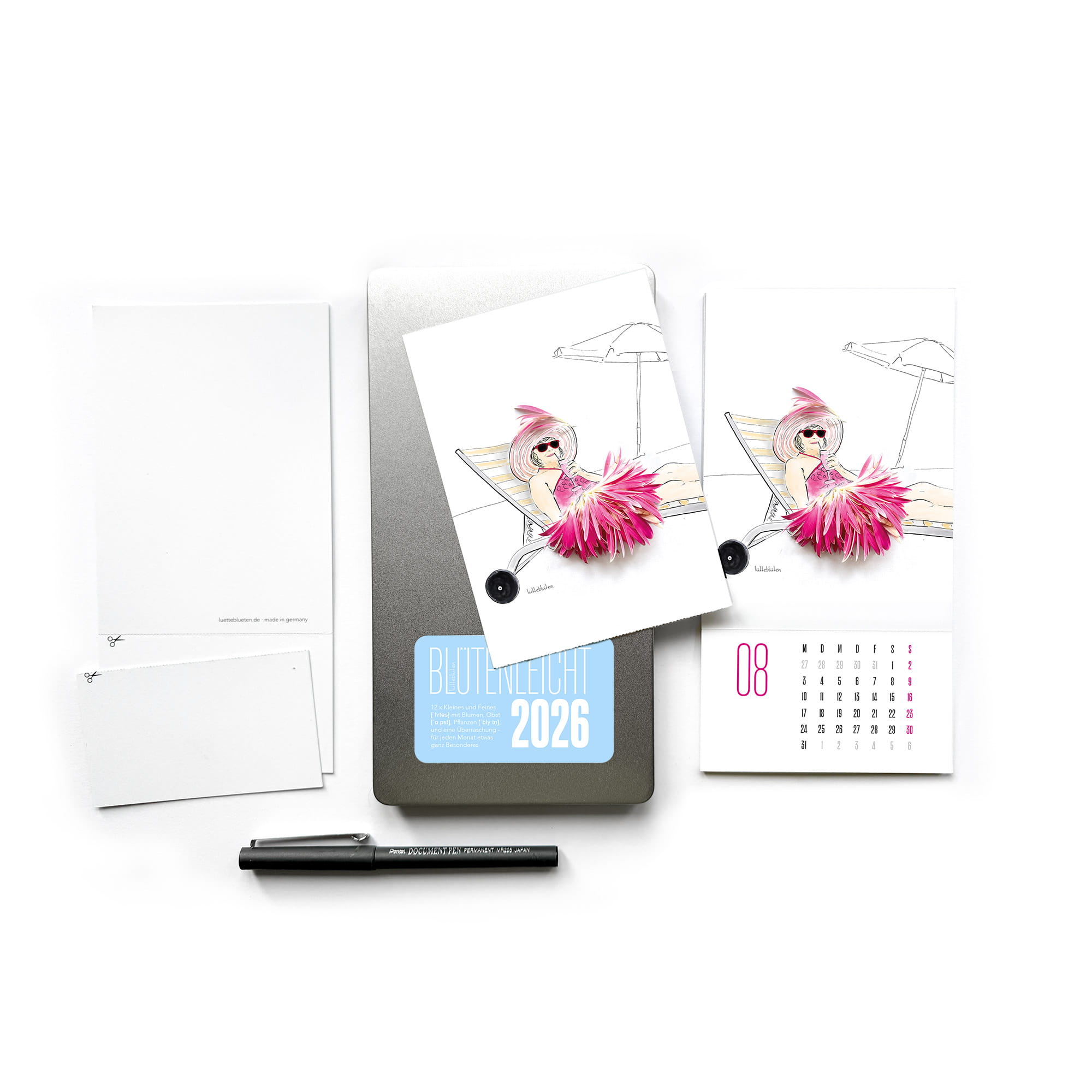 Postkartenkalender 2026 lütteblüten in metallbox