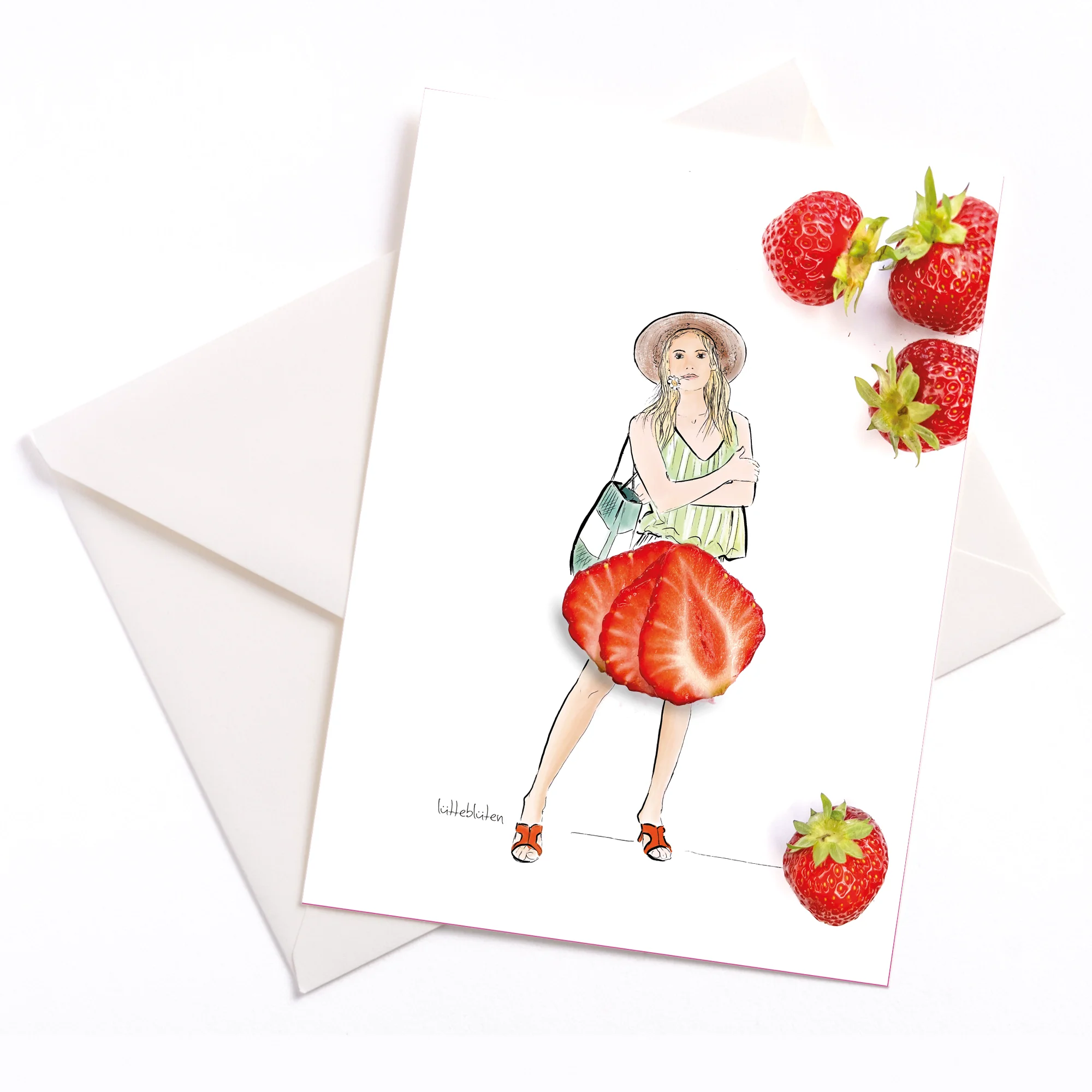 Lütteblüten Papeterie Gabriele Ampt Erdbeerzeit