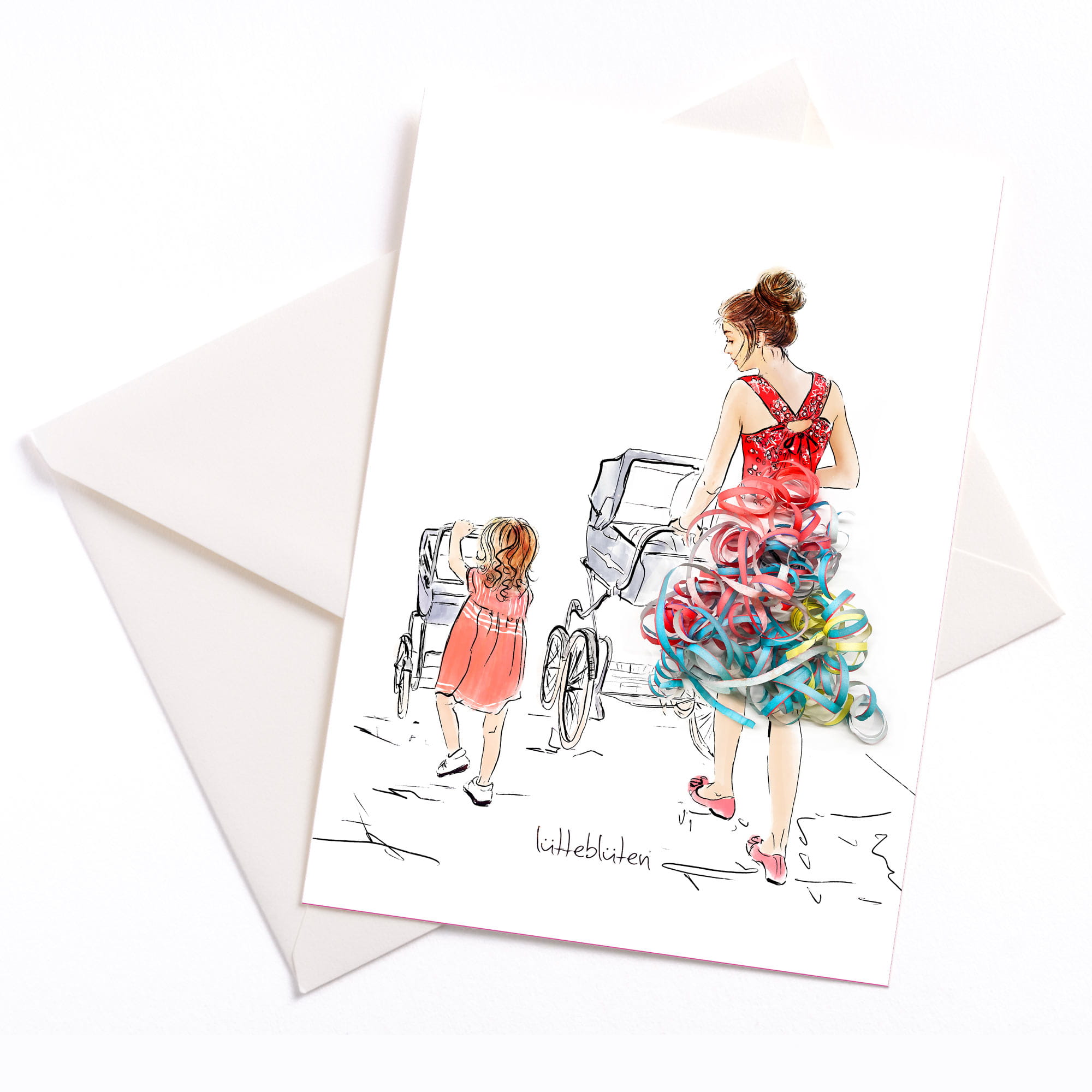 Lütteblüten Kinderwagen Mutter und Tochter