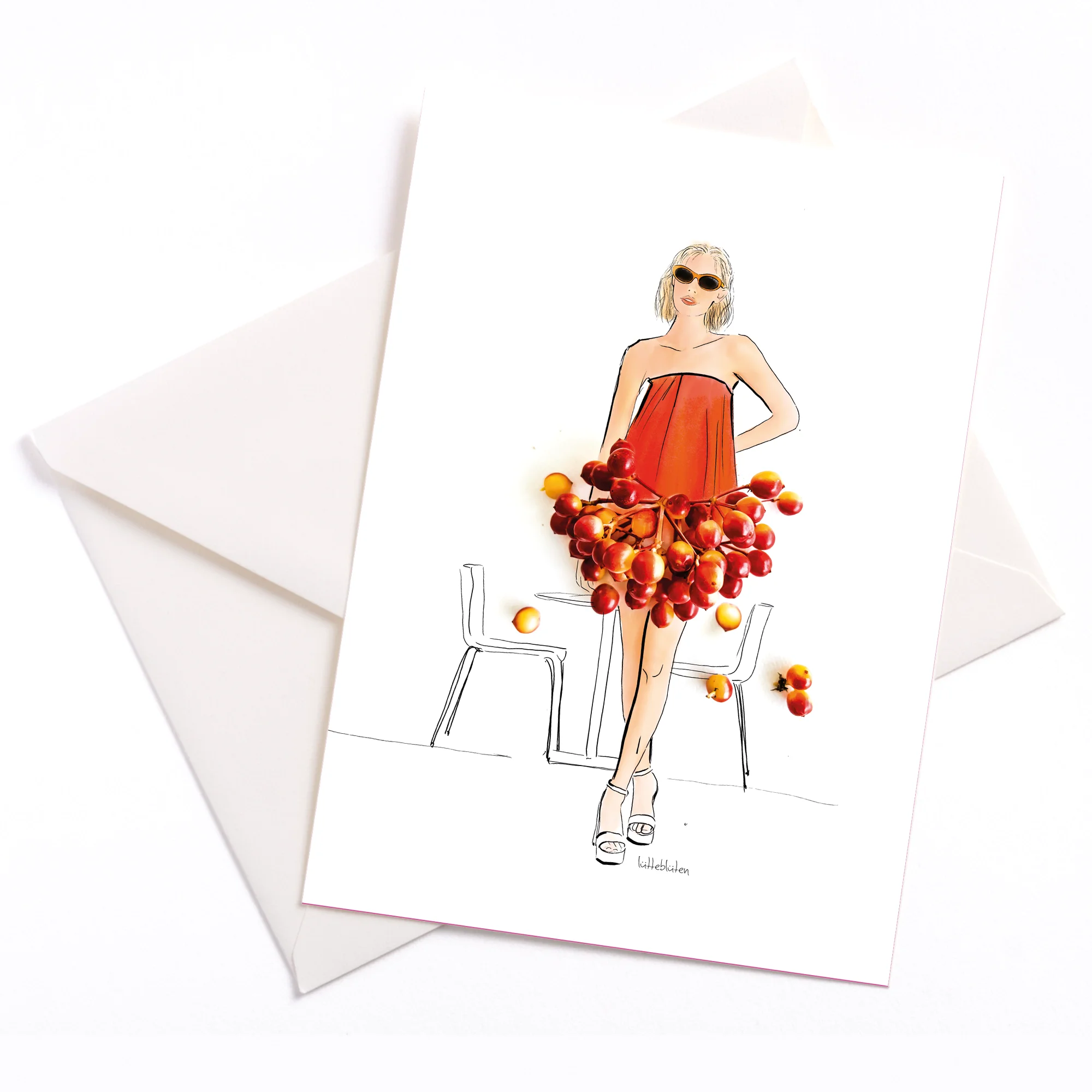 Lütteblüten Papeterie Karte mit Umschlag Dinner