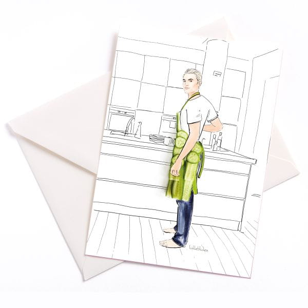Lütteblüten Papeterie Illustration Mann in Küche mit Gurkenschürze