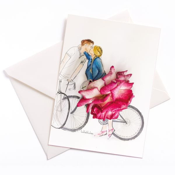 Paar mit Fahrrad und Rose Lütteblüten Sonntagsmädchen