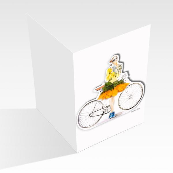 Lütteblüten Klappkarte Magnet & Sticker Fahrrad
