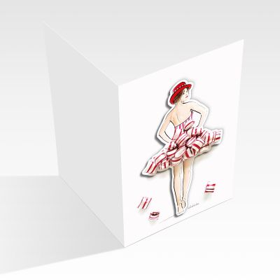 Set aus Klappkarte mit Magnet, zweiter Illustration und weißem Umschlag.