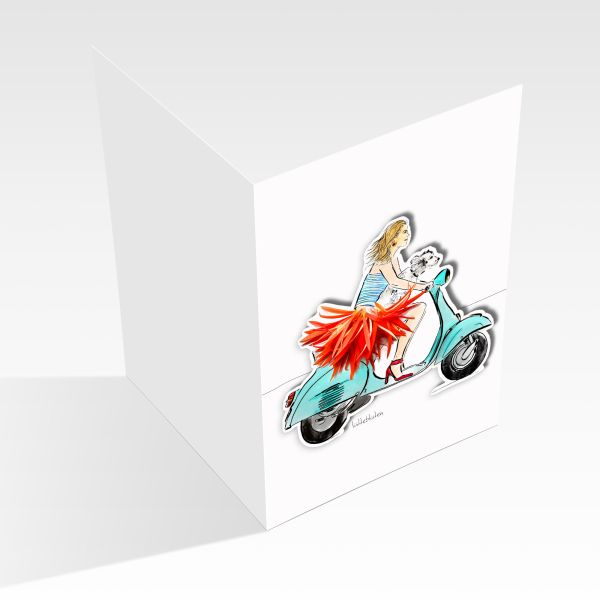 Lütteblüten Klappkarte Magnet oder Sticker Vespa